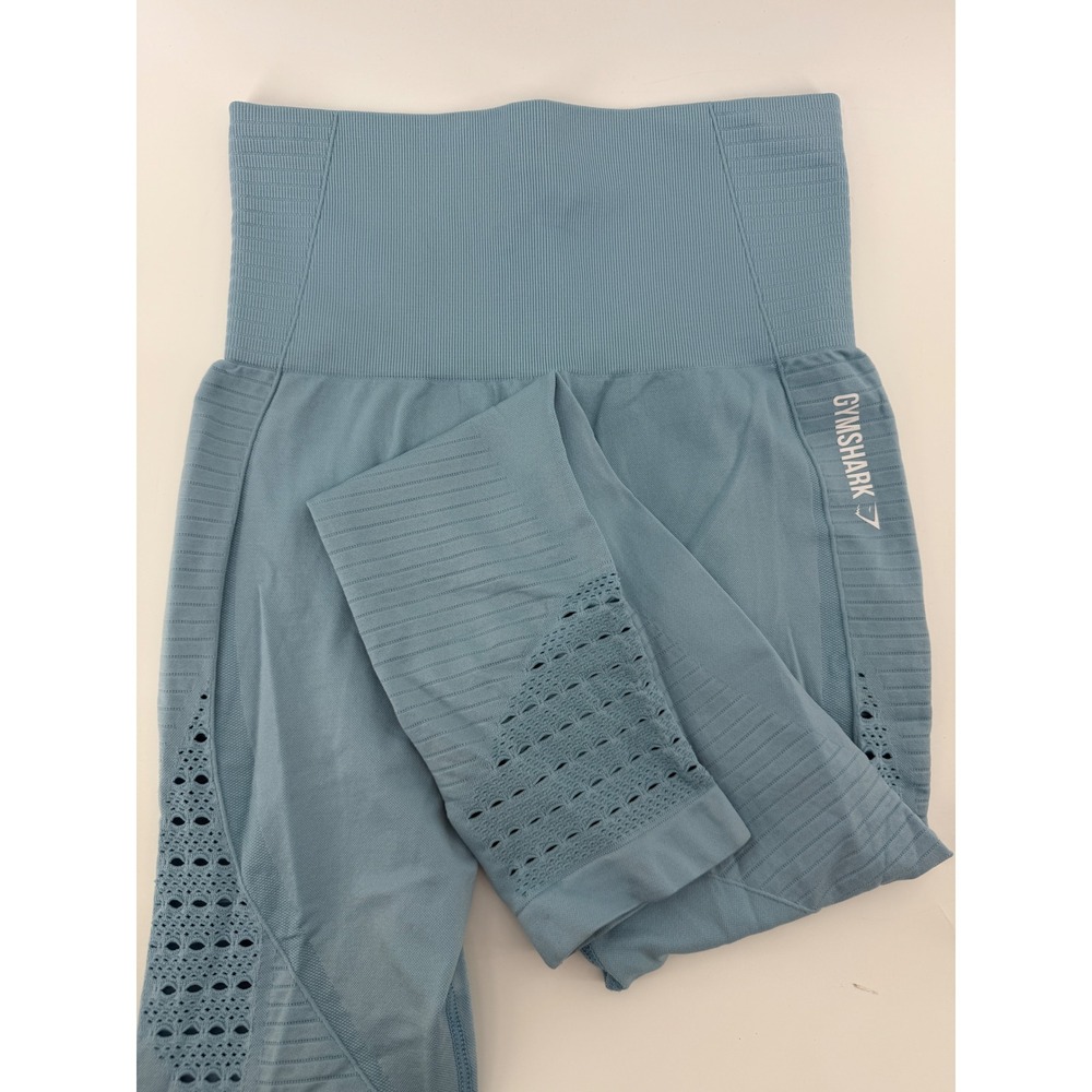 Gymshark Energy+ Seamless Leggings Blue High Waisted Eyelet Tights Small